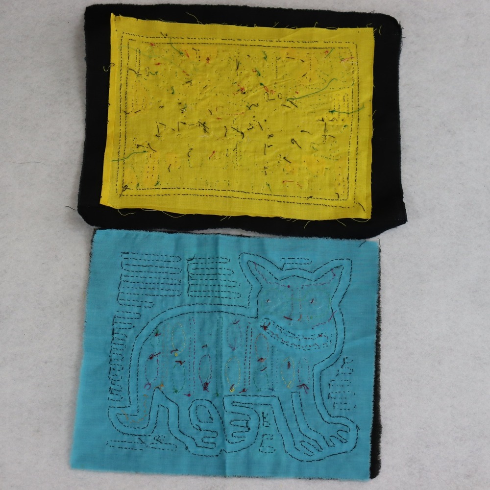 Vintage Handmade Mola Art 9x8 Multi Color Unisex Animal Folk Art Textile - Picture 4 of 6